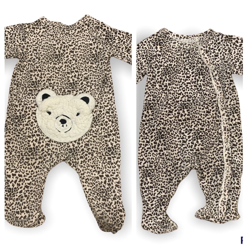 Jessica Simpson Baby Girls 0-3 Months Leopard-Print Footed Coverall